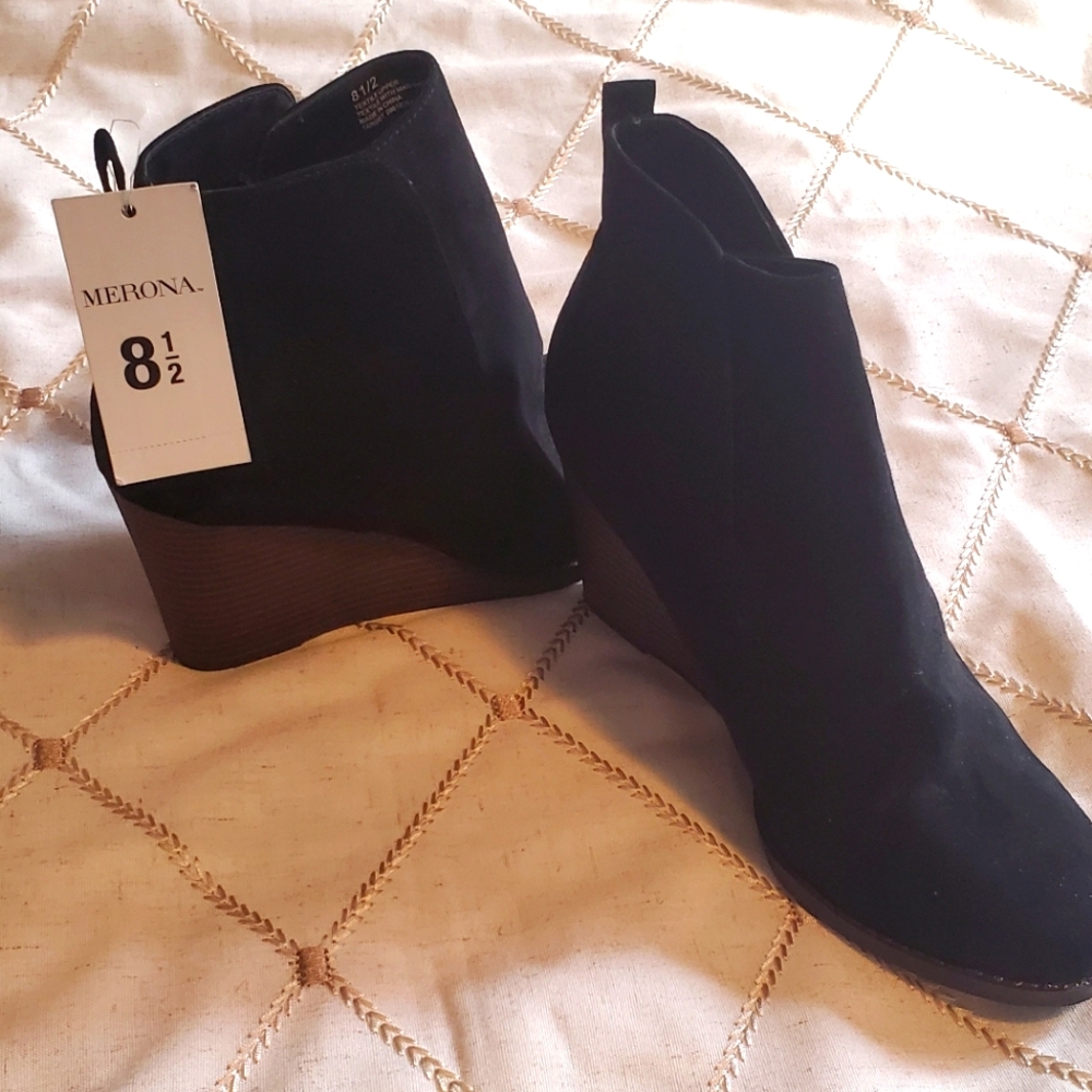 Brand NEW Black Ankle Wedge Boots